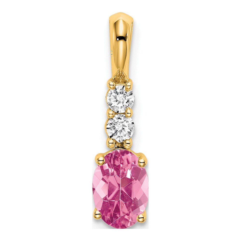 14K Yellow Gold 1/8 ct tw Pink Tourmaline & Diamond Pendant