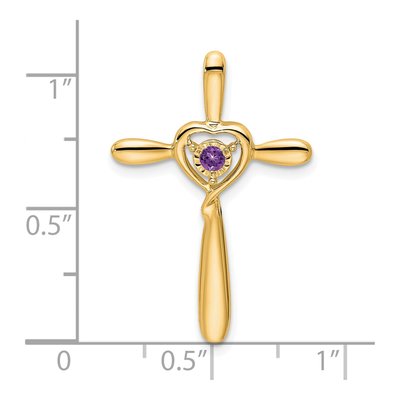14K Yellow Gold Amethyst Cross Heart Slide Pendant – view 2
