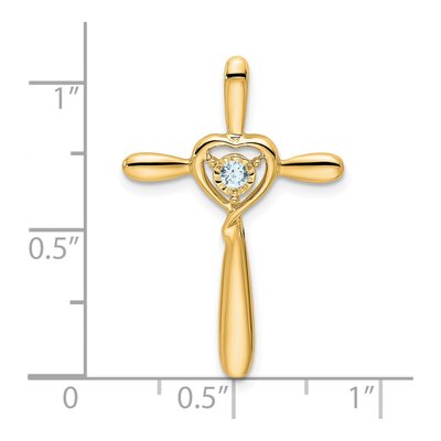 14K Yellow Gold Aquamarine March Cross Charm – view 2