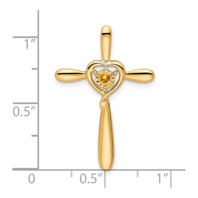 14K Yellow Gold Citrine November Cross Slide Pendant – view 2