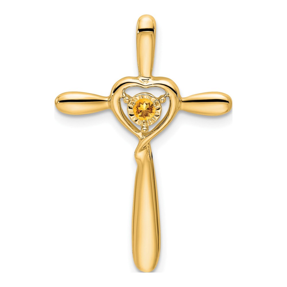 14K Yellow Gold Citrine November Cross Slide Pendant