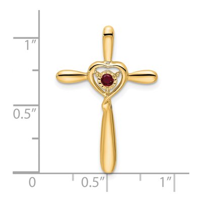 14K Yellow Gold Lab-Created Ruby July Heart Slide Pendant – view 2