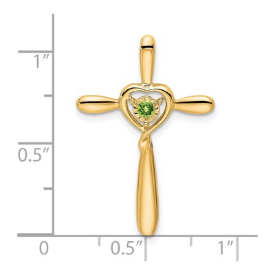 14K Yellow Gold Peridot August Cross Heart Slide Pendant – view 2