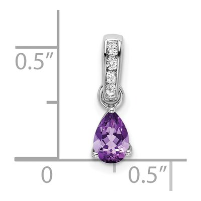 14K White Gold Amethyst & Diamond Birthstone Pendant – view 4