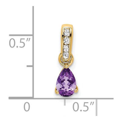 14K Yellow Gold Amethyst & Diamond Pear Pendant – view 4