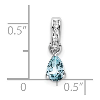 10K White Gold Aquamarine & Diamond Pear March Pendant – view 3