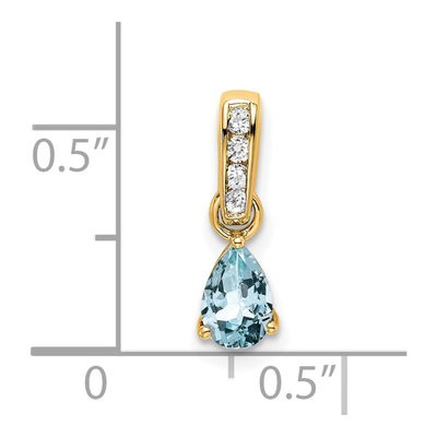 10K Yellow Gold Aquamarine & Diamond Birthstone Pendant – view 2