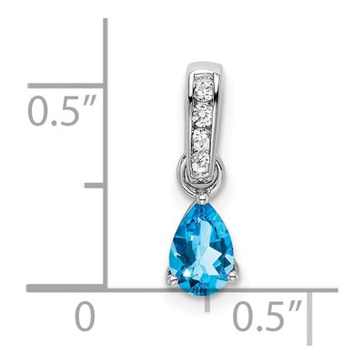 14K White Gold Sky Blue Topaz & Diamond Pendant – view 2