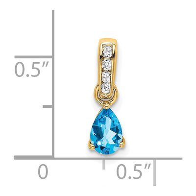 14K Yellow Gold Sky Blue Topaz & Diamond Pendant – view 2
