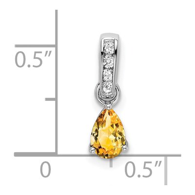 10K White Gold Citrine & Diamond Pear Pendant – view 2