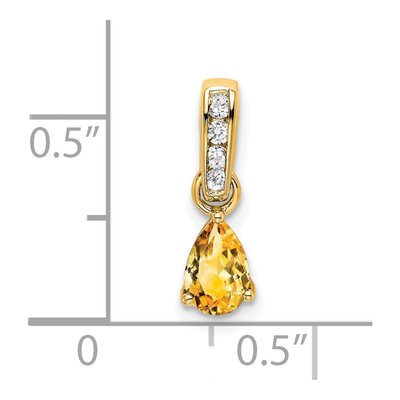 10K Yellow Gold Citrine & Diamond November Birthstone Pendant – view 2
