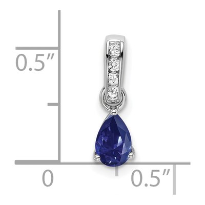 10K White Gold Lab-Created Sapphire & Diamond Pear September Pendant – view 3