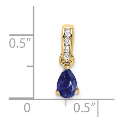 10K Yellow Gold Lab-Created Sapphire & Diamond September Pendant – view 2