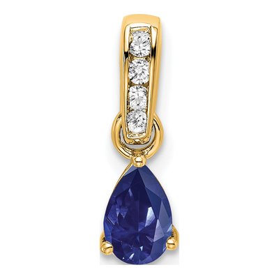 10K Yellow Gold Lab-Created Sapphire & Diamond September Pendant