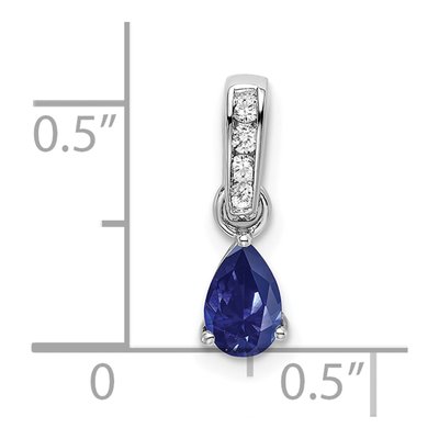 14K White Gold Lab-Created Sapphire & Diamond Pear September Pendant – view 2
