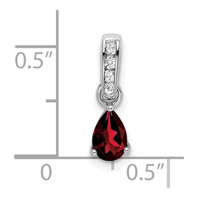 10K White Gold Garnet & Diamond Pear Pendant – view 3