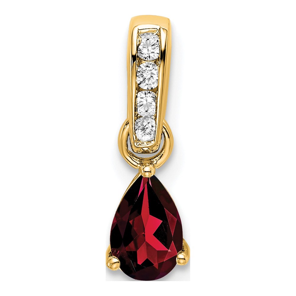 10K Yellow Gold Garnet & Diamond Birthstone Pendant