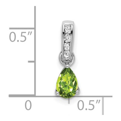 10K White Gold Peridot & Diamond Pear Pendant – view 3
