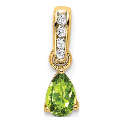 10K Yellow Gold Peridot & Diamond Pear Pendant