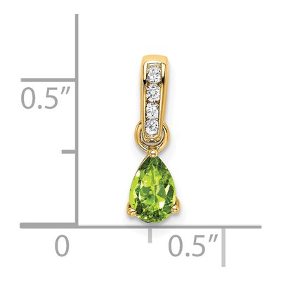 14K Yellow Gold Peridot & Diamond Birthstone Pendant – view 2