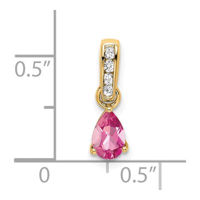 10K Yellow Gold Pink Tourmaline & Diamond Pendant – view 2