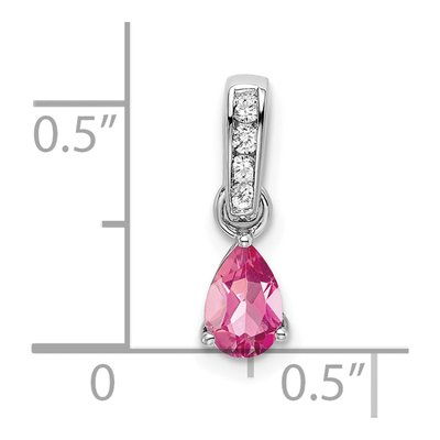 14K White Gold Pink Tourmaline & Diamond Pendant – view 2