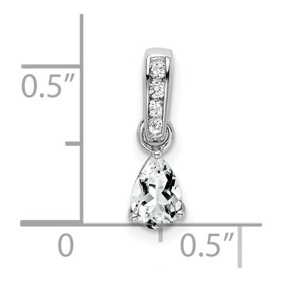 10K White Gold White Topaz & Diamond Pear Pendant – view 2