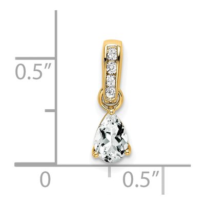 14K Yellow Gold White Topaz & Diamond Pendant – view 2
