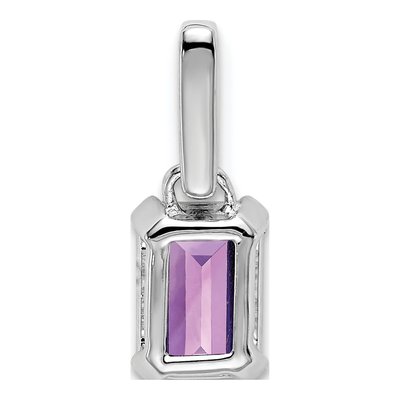 10K White Gold Amethyst & Diamond Emerald-Cut February Pendant – view 5