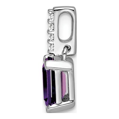 14K White Gold Amethyst & Diamond February Pendant – view 2