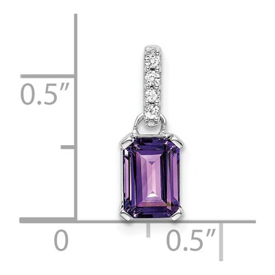 14K White Gold Amethyst & Diamond February Pendant – view 4