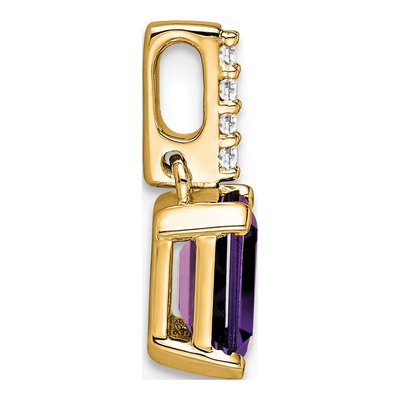 14K Yellow Gold Amethyst & Diamond February Pendant – view 2