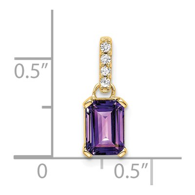 14K Yellow Gold Amethyst & Diamond February Pendant – view 4
