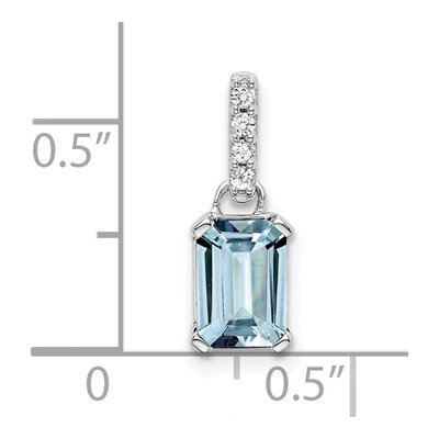 10K White Gold Aquamarine & Diamond March Pendant – view 3