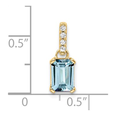 10K Yellow Gold Aquamarine & Diamond Birthstone Pendant – view 2