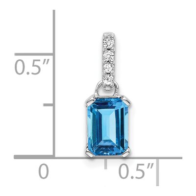 10K White Gold Swiss Blue Topaz & Diamond December Pendant – view 3
