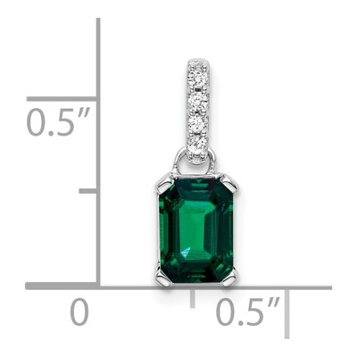 10K White Gold Lab-Created Emerald & Diamond Emerald-Cut May Pendant – view 3