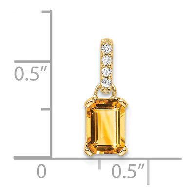 10K Yellow Gold Citrine & Diamond Birthstone Pendant – view 2