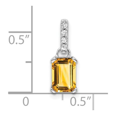 14K White Gold Citrine & Diamond Birthstone Pendant – view 2