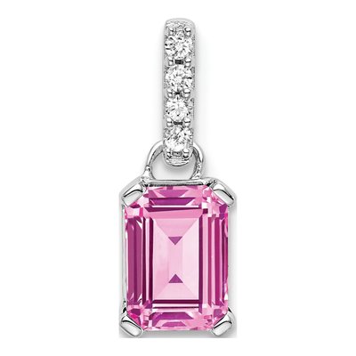 14K White Gold Diamond October Pendant