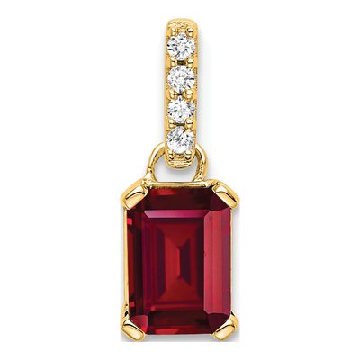 10K Yellow Gold Lab-Created Ruby & Diamond July Pendant