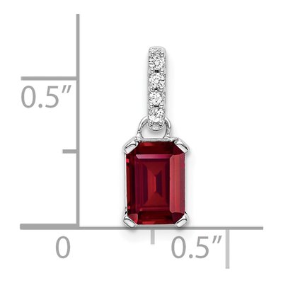 14K White Gold Lab-Created Ruby & Diamond July Pendant – view 2