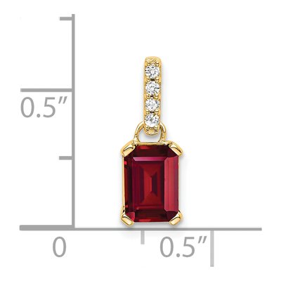 14K Yellow Gold Lab-Created Ruby & Diamond July Pendant – view 2