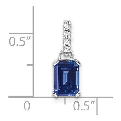 14K White Gold Lab-Created Sapphire & Diamond Birthstone Pendant – view 2