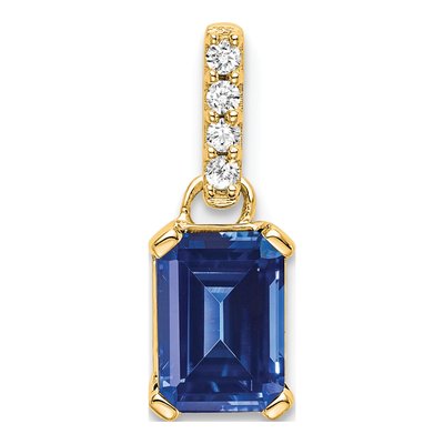 14K Yellow Gold Lab-Created Sapphire & Diamond Birthstone Pendant