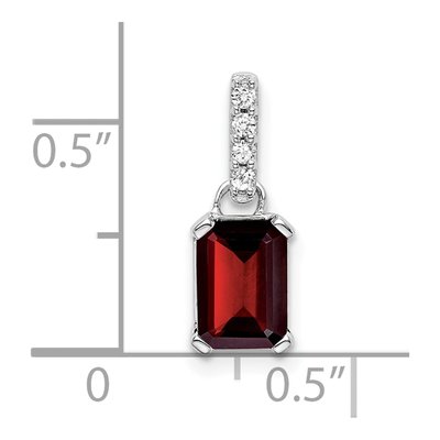 14K White Gold Garnet & Diamond January Pendant – view 2