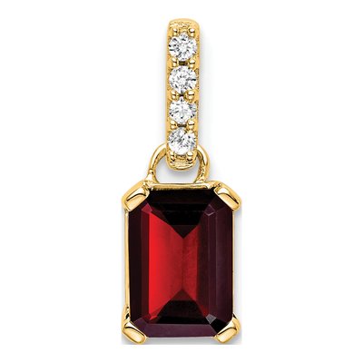 14K Yellow Gold Garnet & Diamond January Pendant