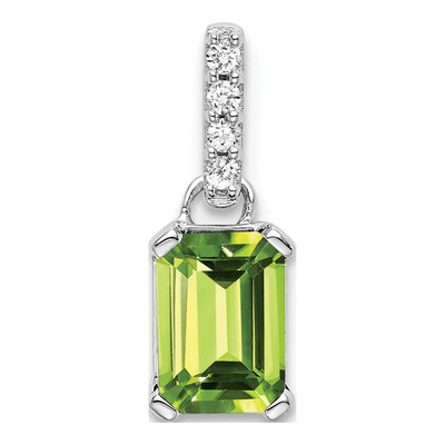 10K White Gold Peridot & Diamond August Pendant