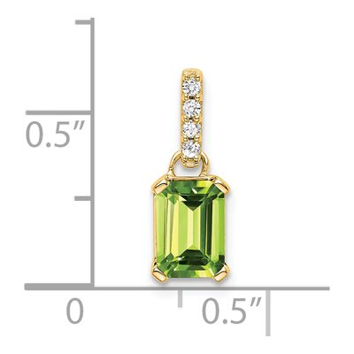 10K Yellow Gold Peridot & Diamond Birthstone Pendant – view 2