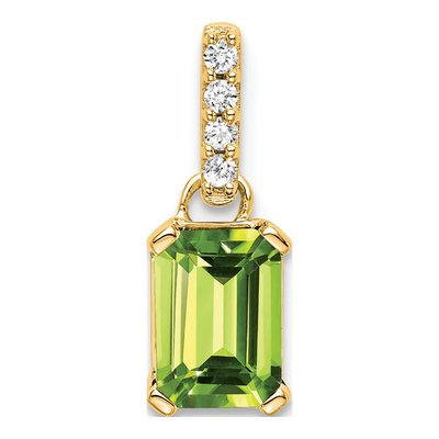 10K Yellow Gold Peridot & Diamond Birthstone Pendant